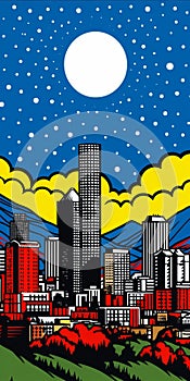 Denver City Poster In Roy Lichtenstein Style