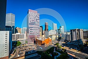 Denver Colorado Skyline blue sky and skyscrapers