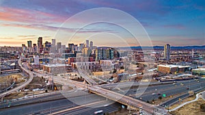 Denver Colorado CO Drone Downtown Skyline Aerial