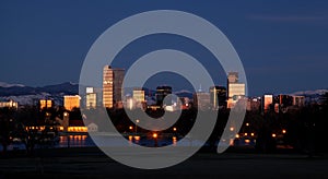 Denver Colorado night time Skyline