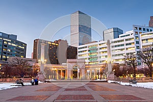Denver, Colorado, USA downtown cityscape in Civic Center Park