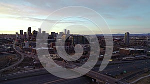 Denver, Colorado, USA Downtown Drone Skyline Aerial