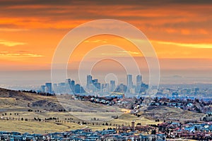 Denver, Colorado, USA downtown skyline viewed from Red Rocks