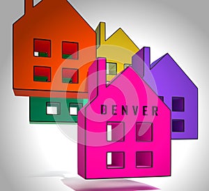 Denver Real Estate Icons Illustrates Colorado Property And Investment Housing - 3d Illustration