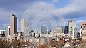 Denver Skyline Daytime Time Lapse with Sun and Clouds