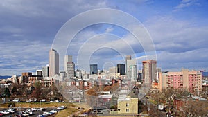 Denver Skyline Daytime Time Lapse with Sun and Clouds