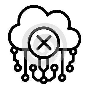 Deny or ban of cloud access line icon, data hoarding concept. Vector graphics. Cloud storage connection links forbidden