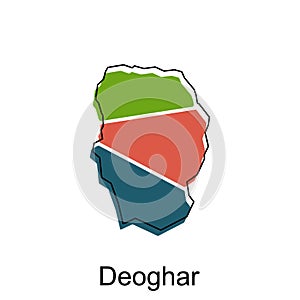 Deoghar City of India map vector illustration, vector template with outline graphic sketch design