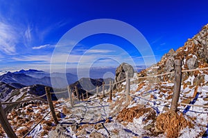 Deogyusan mountains is covered by snow.