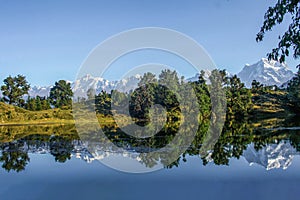 Deoriatal and it's beauty the mountain reflection on the lake