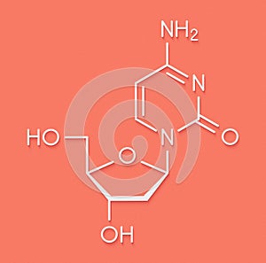 Deoxycytidine dC nucleoside molecule. DNA building block. Skeletal formula.