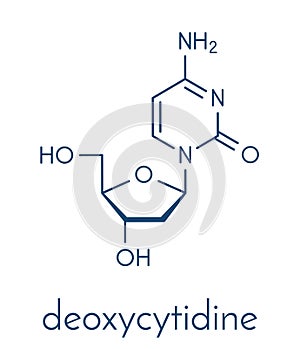 Deoxycytidine dC nucleoside molecule. DNA building block. Skeletal formula.