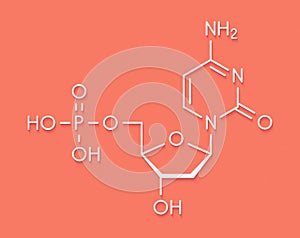 Deoxycytidine monophosphate dCMP nucleotide molecule. DNA building block. Skeletal formula. photo