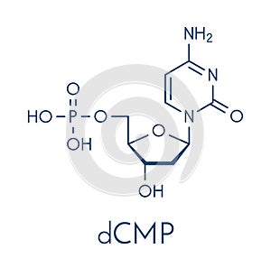 Deoxycytidine monophosphate dCMP nucleotide molecule. DNA building block. Skeletal formula.