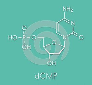 Deoxycytidine monophosphate dCMP nucleotide molecule. DNA building block. Skeletal formula. photo