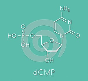 Deoxycytidine monophosphate dCMP nucleotide molecule. DNA building block. Skeletal formula.