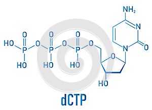 Deoxycytidine triphosphate or dCTP nucleotide molecule. DNA building block. Skeletal formula. photo