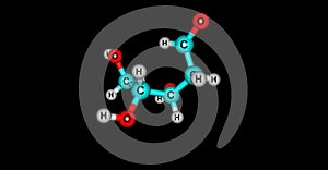 Deoxyribose molecular structure isolated on black