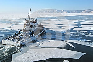 Ship on lake Baikal