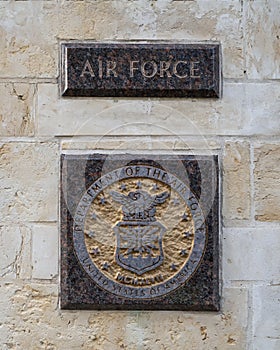 Department of the Air Force engraved granite medallion, Veteran`s Memorial Park.