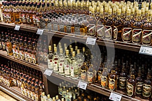 Department of alcohols in Duty Free Shop