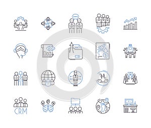 Department coworking outline icons collection. Deputy, Cowork, Counterpart, Collaborative, Groupwork, Division