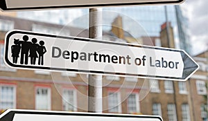 Department of labor sign on street. 3D rendered illustration.