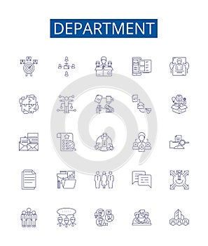 Department line icons signs set. Design collection of Division, Bureau, Office, Section, Unit, Directorate, Agency