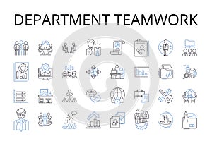 Department teamwork line icons collection. Group collaboration, Team effort, Cooperative partnership, Joint venture