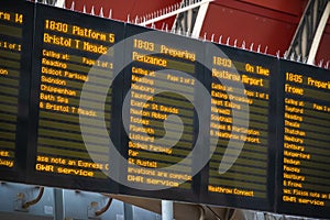 Departure boards, train timetable