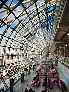 Departure hall at the airport photo