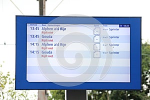 Departure schedule on a station in Boskoop