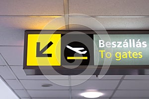 Departure sign at airport