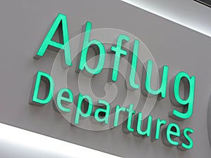 Departure sign at the airport photo