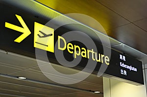 Departure sign hangs at Changi Airport Terminal 1