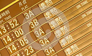 Departure timetable of train in Taiwan