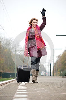 Departure Woman Waving Goodbye