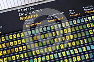 Departures board at airport