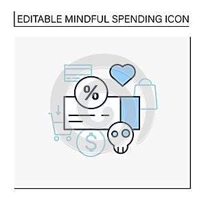 Dependence on discounts line icon