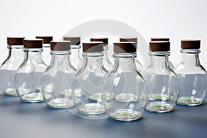 Dependence portrayed Group of nose drop jars on a white
