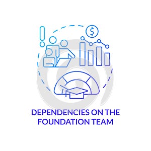 Dependencies on foundation team blue gradient concept icon