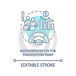 Dependencies on foundation team turquoise concept icon