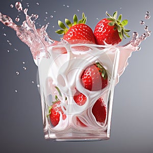 depict the contrasting textures of smooth chocolate and juicy strawberry in a close up composition