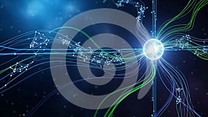 Depicting a network of interconnected lines and nodes converging