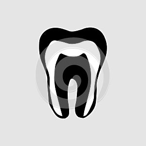 Depicting a tooth icon . Medical illustration of tooth root inflammation, tooth root cyst, pulpitis