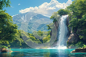 Tranquil Rio Celeste Waters AI Generated