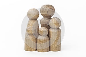 A depiction of a family of made out of wood