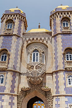 Depiction of a newt, symbolizing the allegory of creation of the world. Pena National Palace, Sintra, Portugal