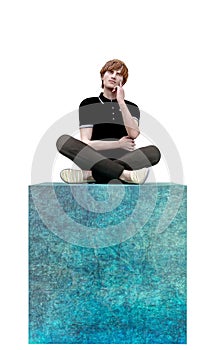 A depiction of the think outside the box or square concept