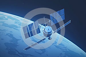 depicts space orbital satellite in aerospace concept Futuristic 3D rendering